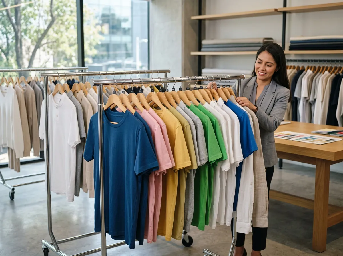 Ropa básica doblada en estante